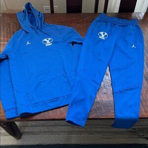 JORDAN Rugby BYU Cougars Athletic Tracksuit Hoodie + Free Flawed Joggers SZ M